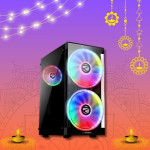 Zebronics Zeb-Conquer Black ATX Mid tower Tempered Glass Side Panel Gaming Cabinet With ARGB Fans